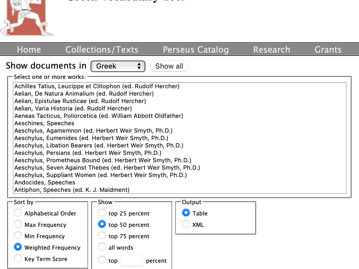 Improving the Perseus Vocabulary Generator&nbsp;(Greek)